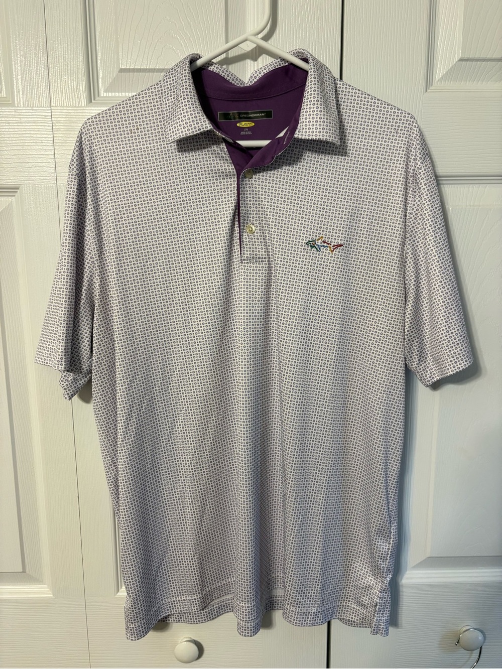 Greg Norman Collection Lavender Micro-Pattern Polo with Purple Trim